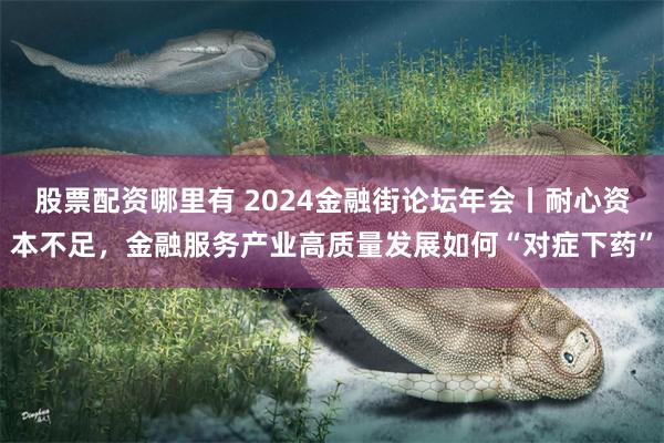 股票配资哪里有 2024金融街论坛年会丨耐心资本不足，金融服务产业高质量发展如何“对症下药”