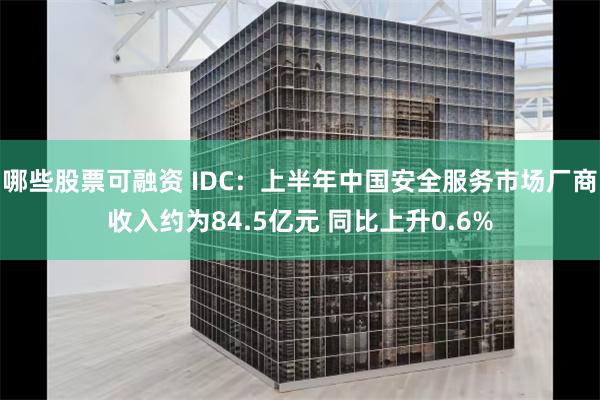 哪些股票可融资 IDC：上半年中国安全服务市场厂商收入约为84.5亿元 同比上升0.6%