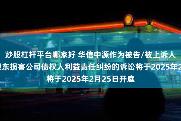 炒股杠杆平台哪家好 华信中源作为被告/被上诉人的1起涉及股东损害公司债权人利益责任纠纷的诉讼将于2025年2月25日开庭