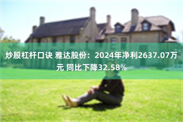 炒股杠杆口诀 雅达股份：2024年净利2637.07万元 同比下降32.58%